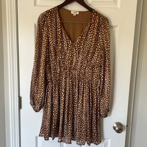 Umgee Leopard Copper Mini Dress- Womens Size Medium